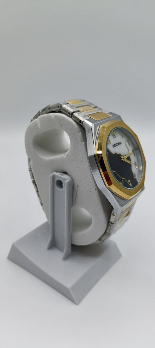 Bestwin Watch with Marble Dial & Two Tone Colour