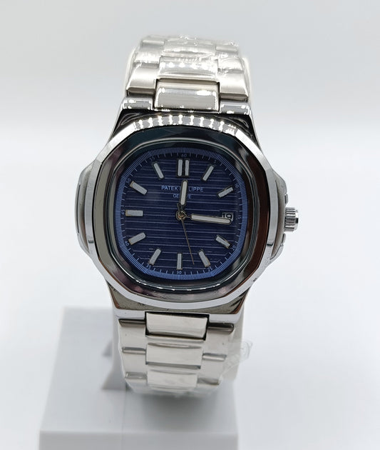 Patek Philippe PP - Silver with Navy Dial & Date