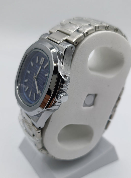 Patek Philippe PP - Silver with Navy Dial & Date