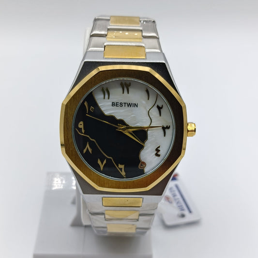 Bestwin Watch with Marble Dial & Two Tone Colour